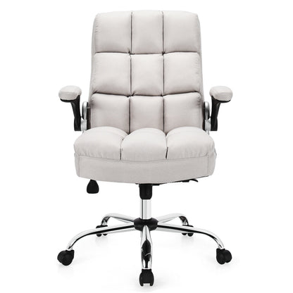 Adjustable Swivel Office Chair, High Back, Flip-Up Arm, Beige Leisure Chairs at Gallery Canada