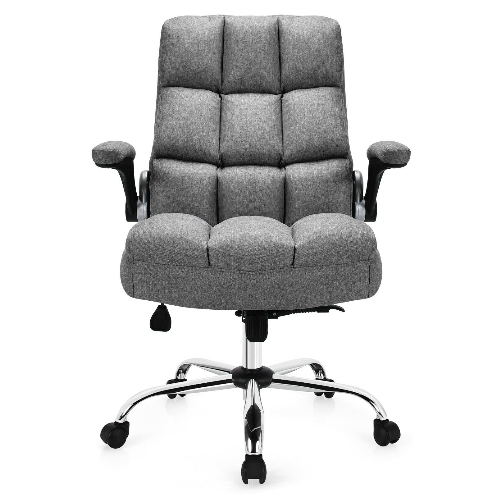 Adjustable Swivel Office Chair, High Back, Flip-Up Arm, Gray Leisure Chairs at Gallery Canada