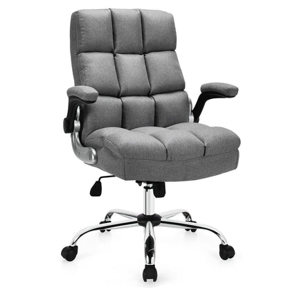 Adjustable Swivel Office Chair, High Back, Flip-Up Arm, Gray Leisure Chairs at Gallery Canada