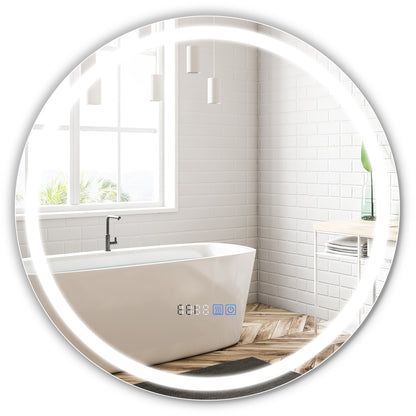 24 Inch Anti-Fog Bathroom Mirror, LED Lights, Temperature Display Wall Mirrors at Gallery Canada