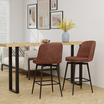 27 Inch Swivel Bar Stool Set, Counter Height, Padded Seat, And Brown, Black Bar Stools at Gallery Canada