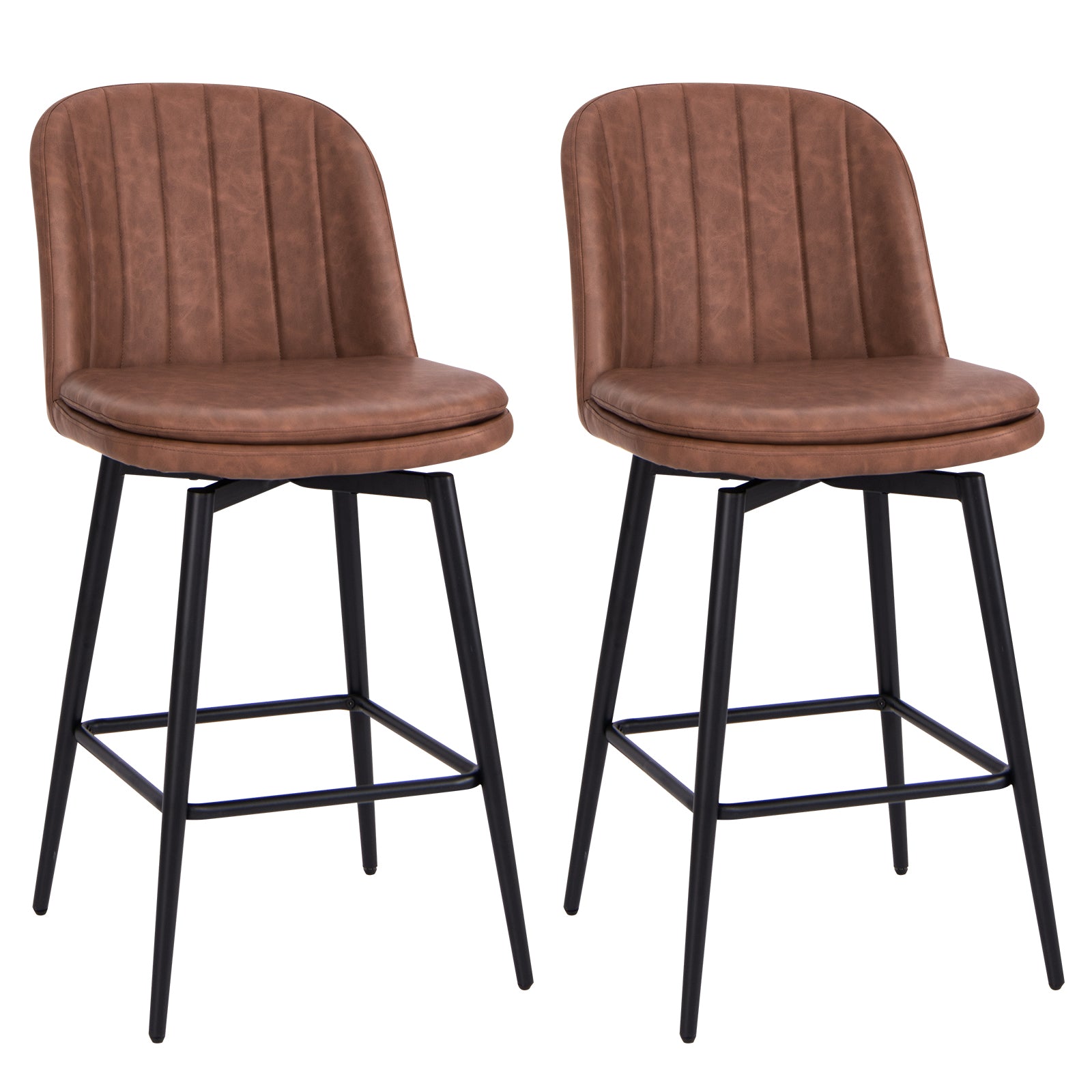 27 Inch Swivel Bar Stool Set, Counter Height, Padded Seat, And Brown, Black Bar Stools at Gallery Canada