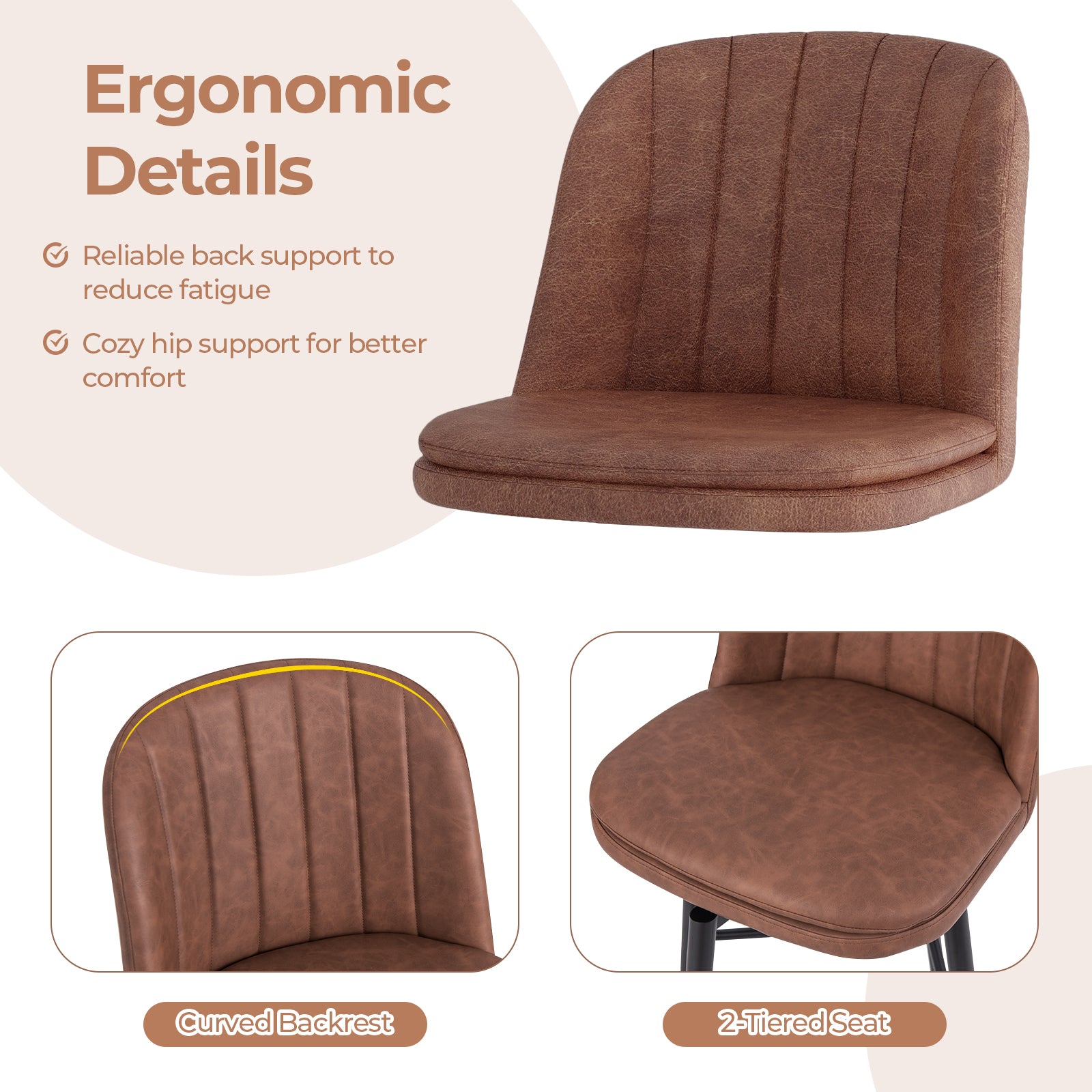 27 Inch Swivel Bar Stool Set, Counter Height, Padded Seat, And Brown, Black Bar Stools at Gallery Canada