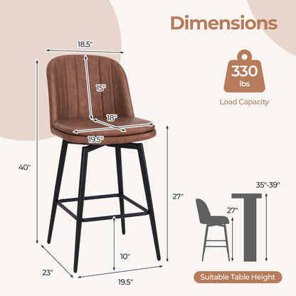 27 Inch Swivel Bar Stool Set, Counter Height, Padded Seat, And Brown, Black Bar Stools at Gallery Canada