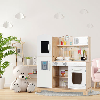 Wooden Kids Kitchen Playset, With Utensils And Sound, White Play Kitchen Sets at Gallery Canada