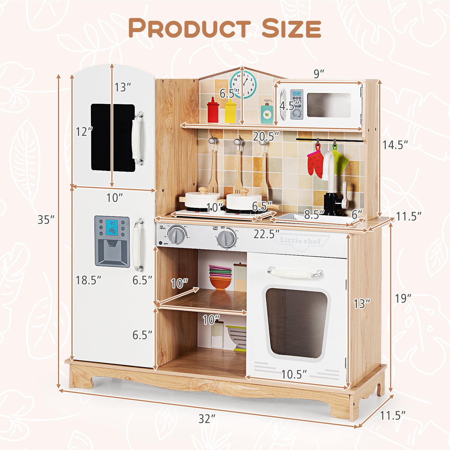 Wooden Kids Kitchen Playset, With Utensils And Sound, White Play Kitchen Sets at Gallery Canada
