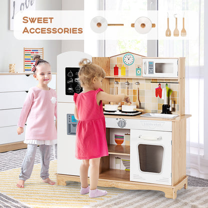 Wooden Kids Kitchen Playset, With Utensils And Sound, White Play Kitchen Sets at Gallery Canada