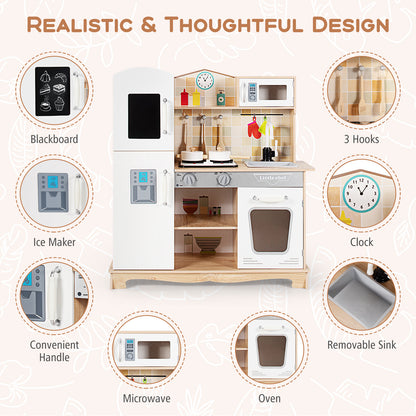 Wooden Kids Kitchen Playset, With Utensils And Sound, White Play Kitchen Sets at Gallery Canada