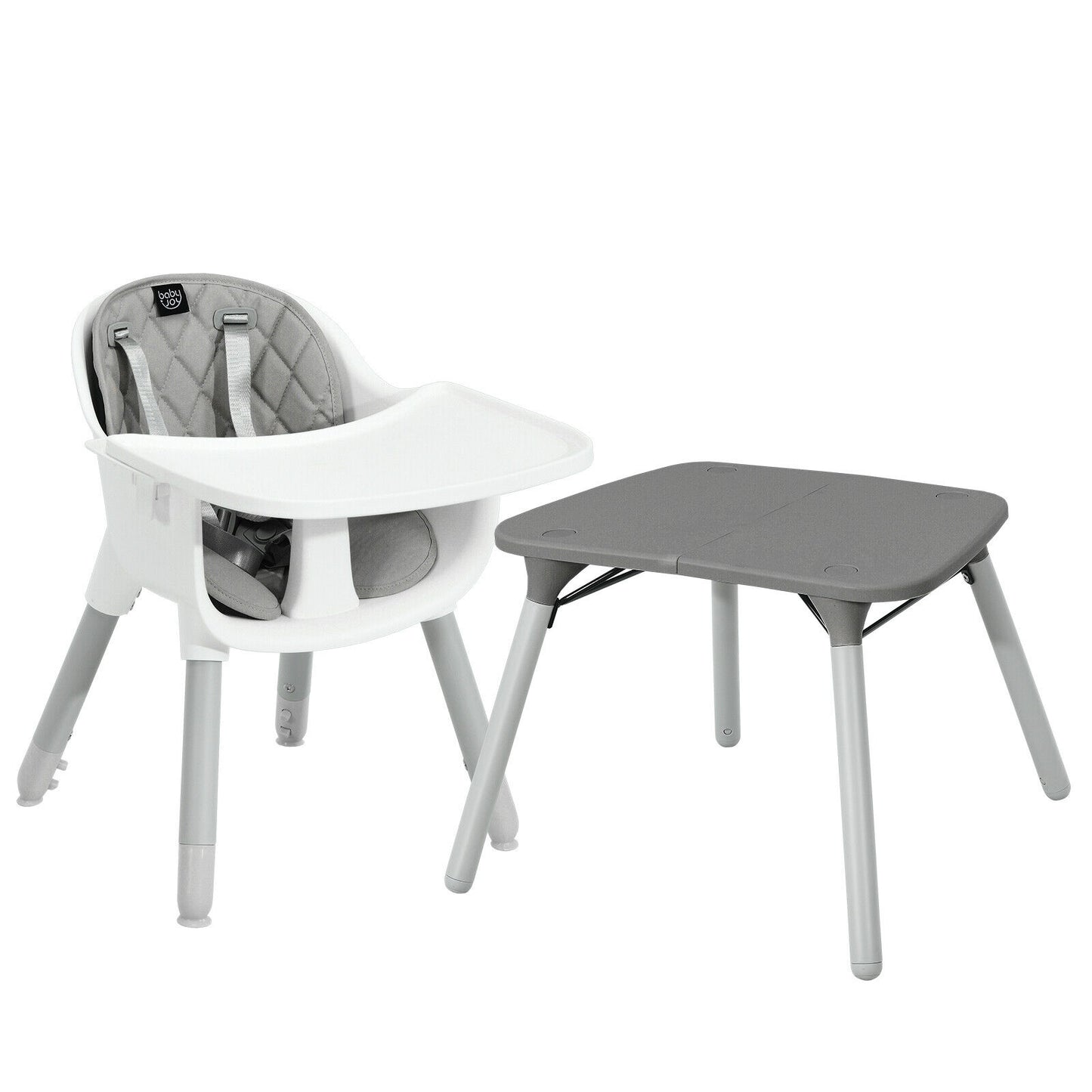 4-In-1 Baby Convertible Toddler Table Chair Set, Gray High Chairs at Gallery Canada