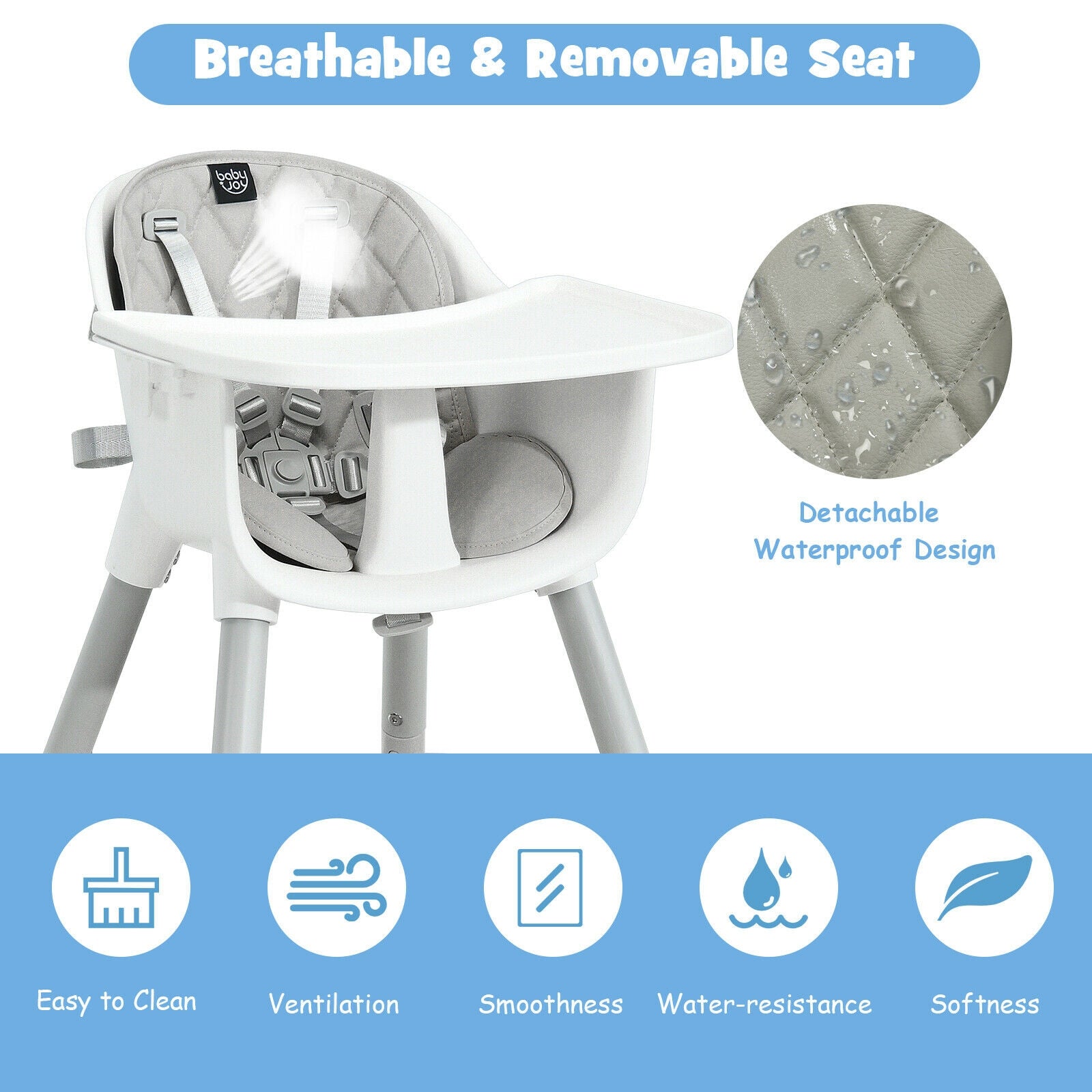 4-In-1 Baby Convertible Toddler Table Chair Set, Gray High Chairs at Gallery Canada