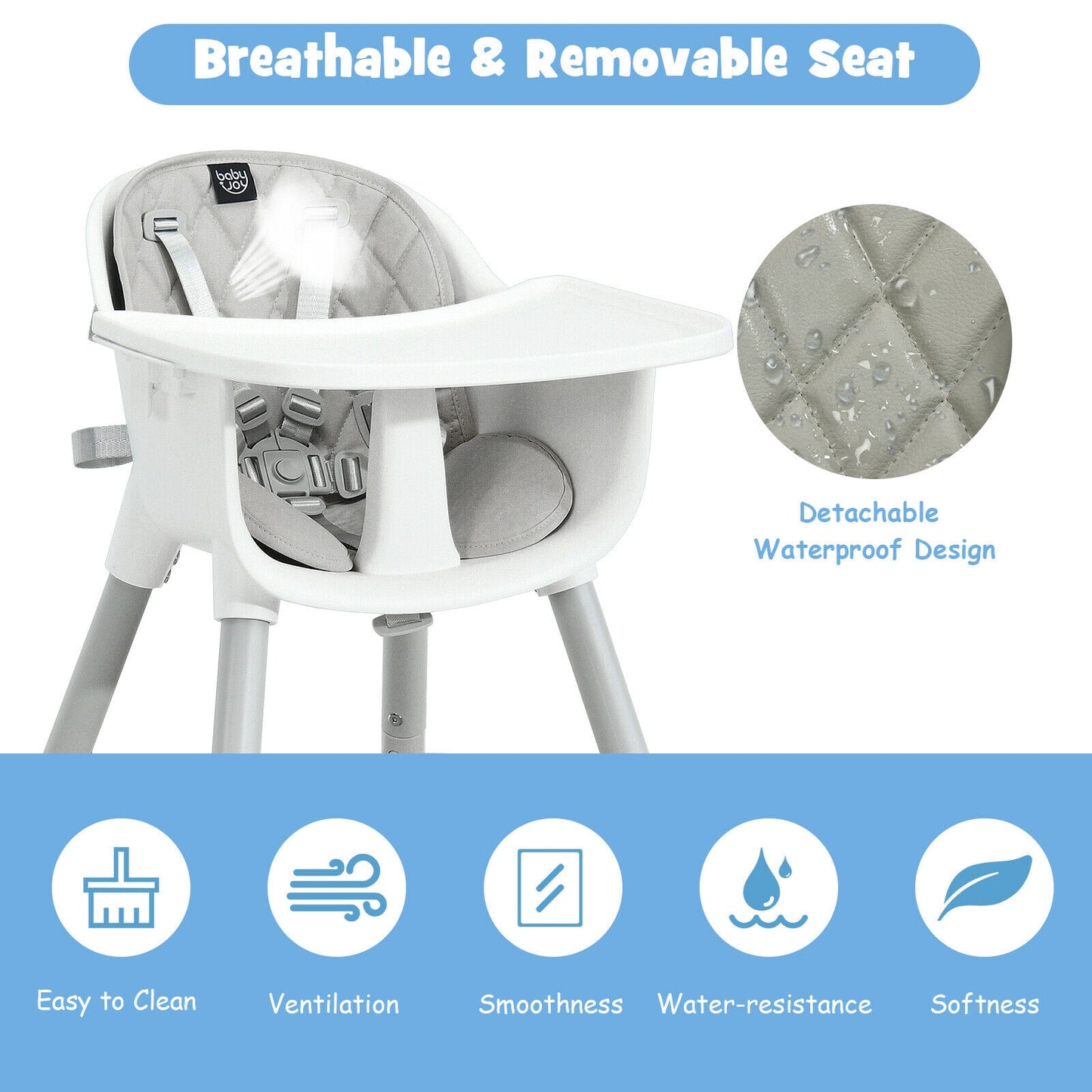 4-In-1 Baby Convertible Toddler Table Chair Set, Gray High Chairs at Gallery Canada