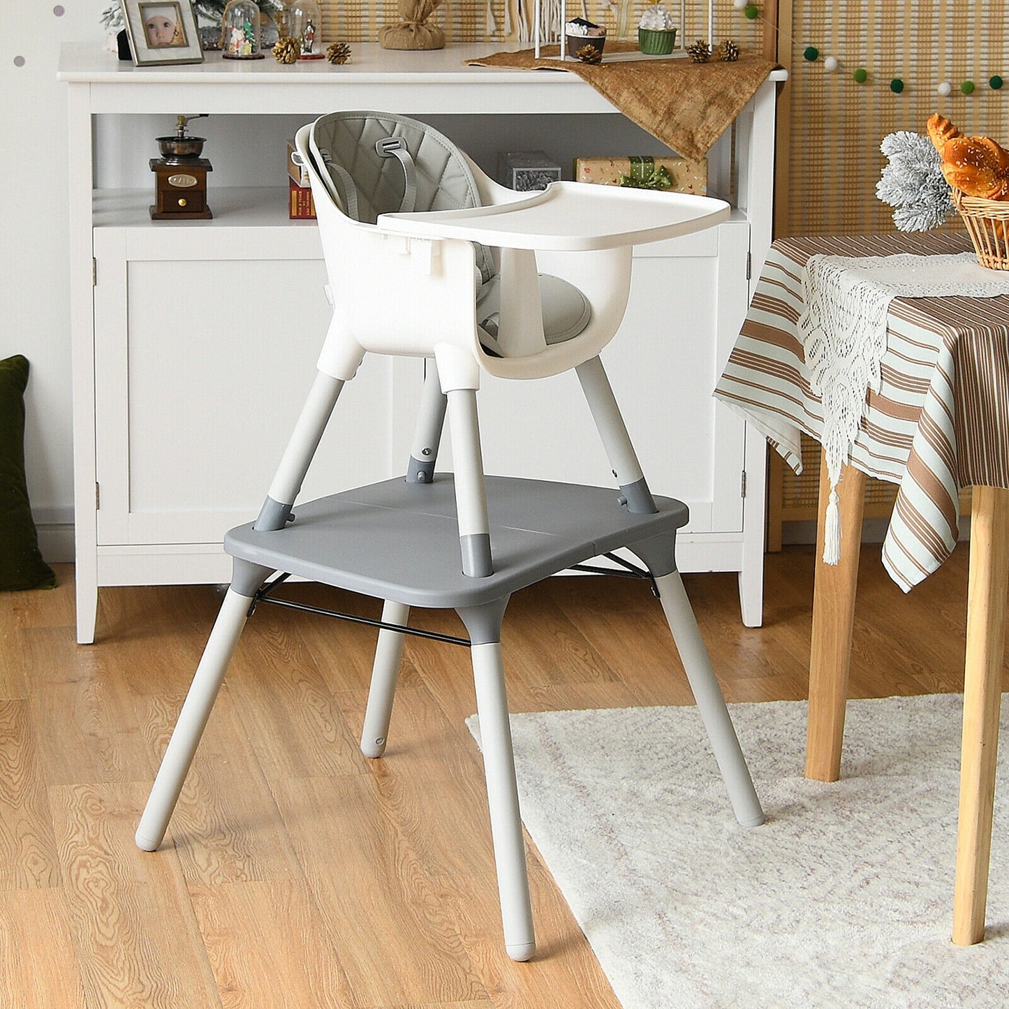 4-In-1 Baby Convertible Toddler Table Chair Set, Gray High Chairs at Gallery Canada