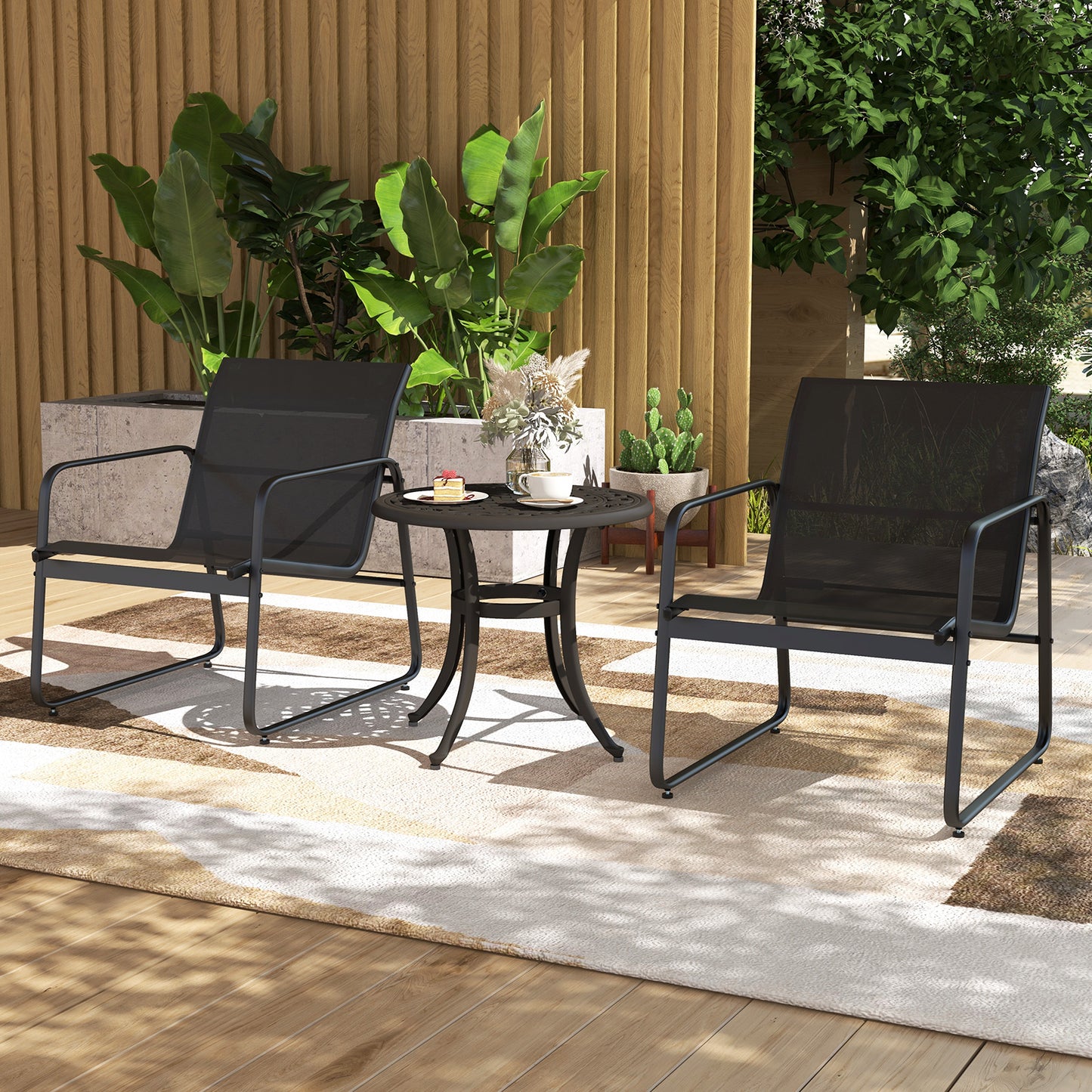 24 Inch Patio Side Table, Adjustable Footpads, Rustic Brown Patio Coffee Tables at Gallery Canada