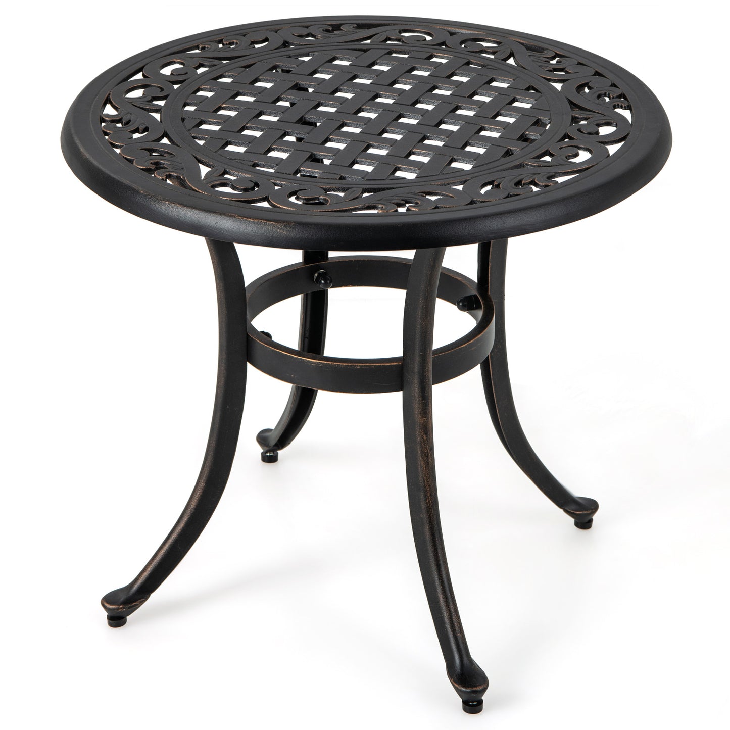 24 Inch Patio Side Table, Adjustable Footpads, Rustic Brown Patio Coffee Tables Rustic Brown at Gallery Canada