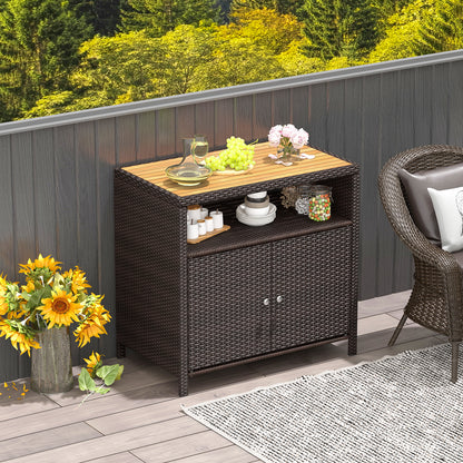 Rattan Storage Cabinet, Acacia Wood Countertop, Brown Sideboards Cabinets & Buffets at Gallery Canada