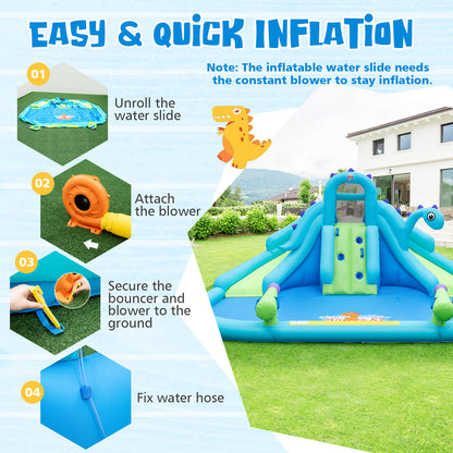 Inflatable Water Slide, Dual Slides, Large Splash Pool, Blue Bounce House at Gallery Canada