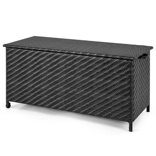85 Gallon Outdoor Storage Box, Removable Liner, Universal Wheels, Black