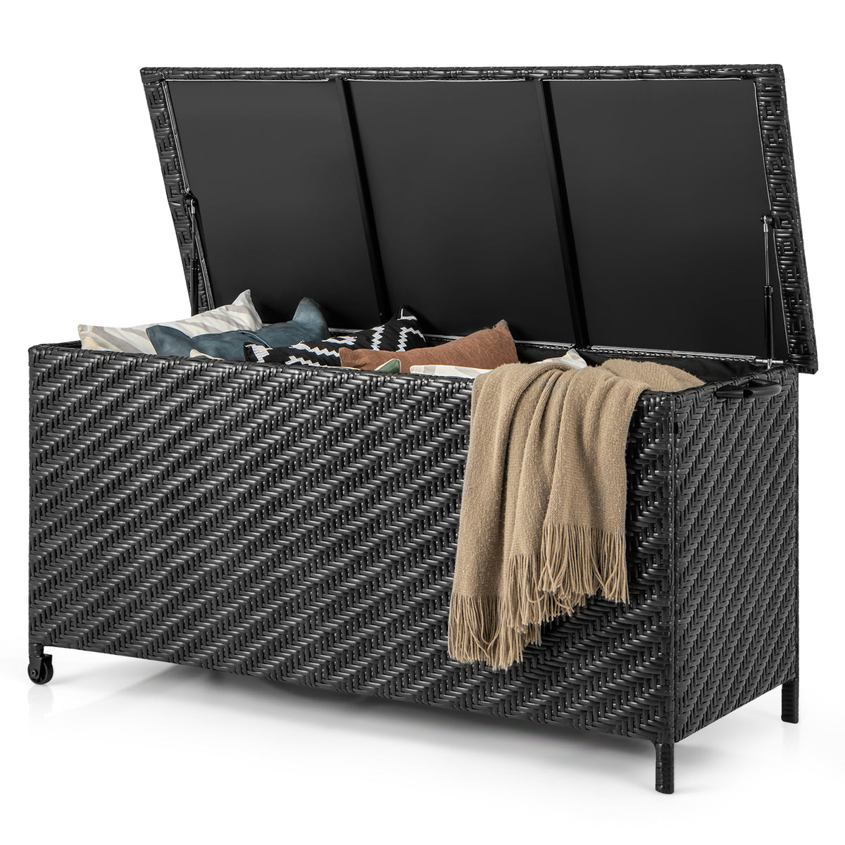85 Gallon Outdoor Storage Box, Removable Liner, Universal Wheels, Black Outdoor Storage & Garages at Gallery Canada