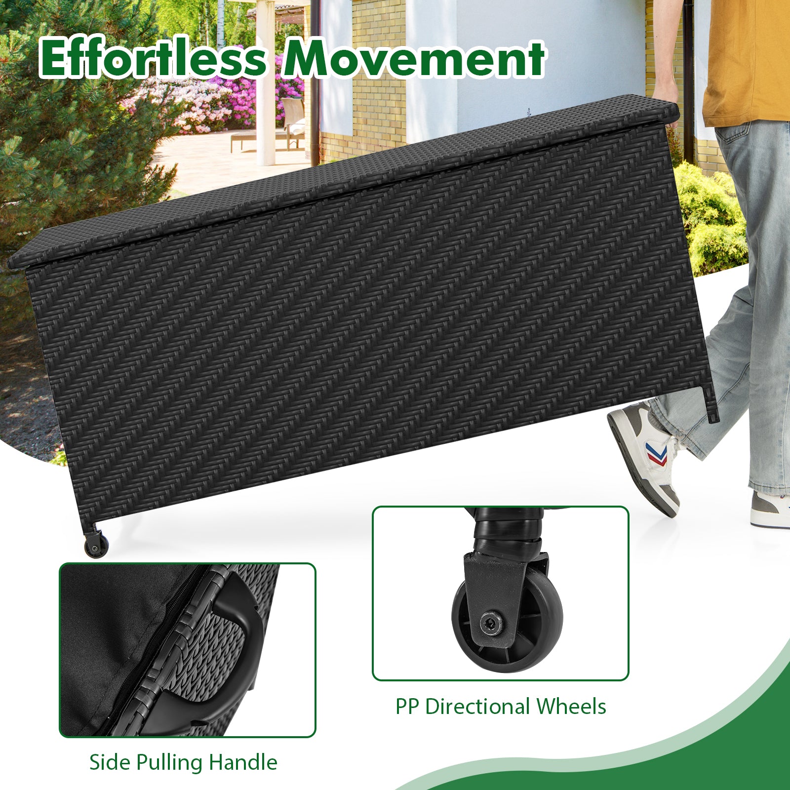 85 Gallon Outdoor Storage Box, Removable Liner, Universal Wheels, Black Outdoor Storage & Garages at Gallery Canada