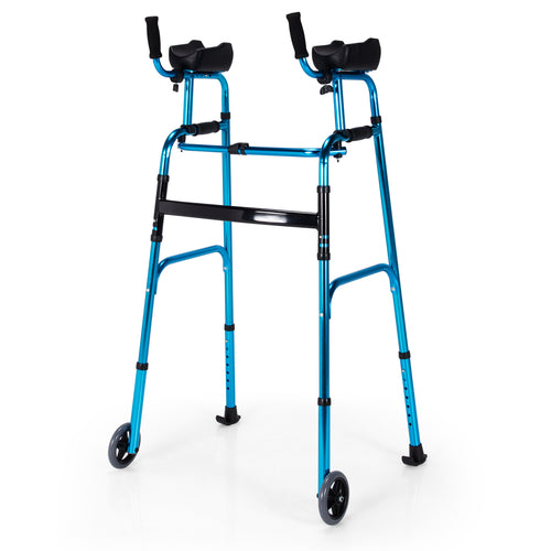 Folding Adjustable Aluminum Walking Frame, Navy