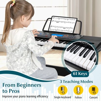 61-Key Electronic Keyboard Piano Set With Stand, Bench, Headphones, Black Pianos & Keyboards at Gallery Canada