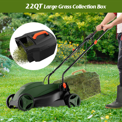 13 Inch Electric Corded Lawn Mower, 10 AMP, Collection Box, Blue Green Garden Tools at Gallery Canada