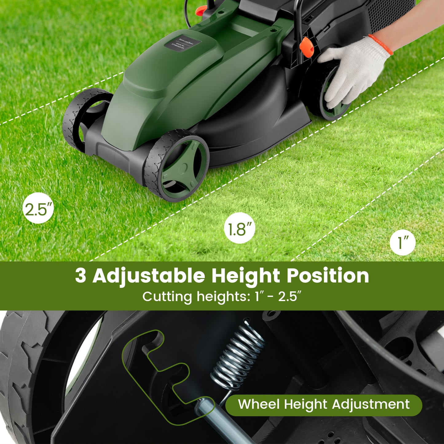 13 Inch Electric Corded Lawn Mower, 10 AMP, Collection Box, Blue Green Garden Tools at Gallery Canada