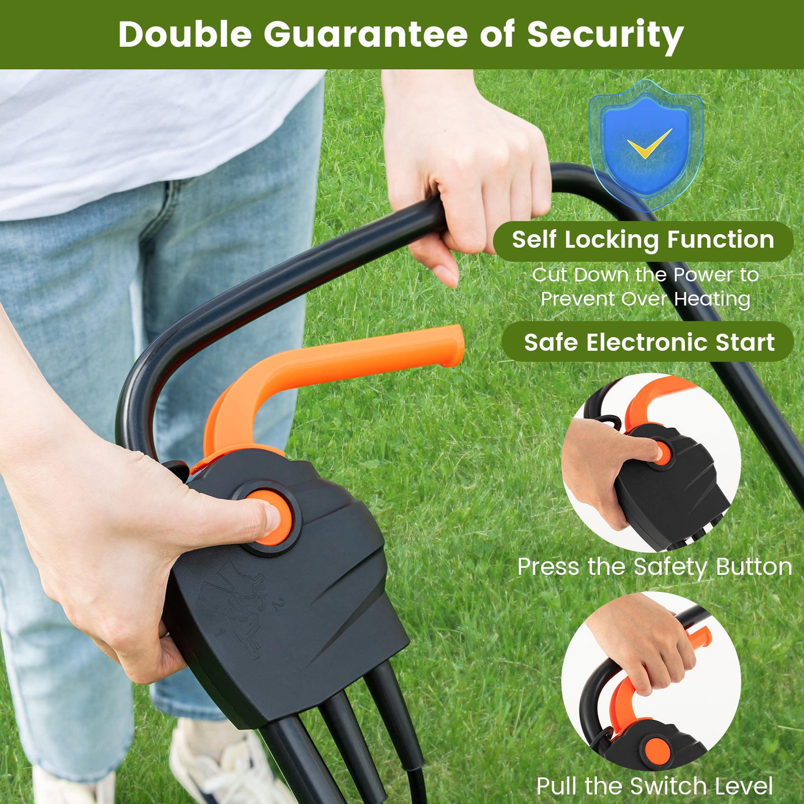 13 Inch Electric Corded Lawn Mower, 10 AMP, Collection Box, Blue Green Garden Tools at Gallery Canada