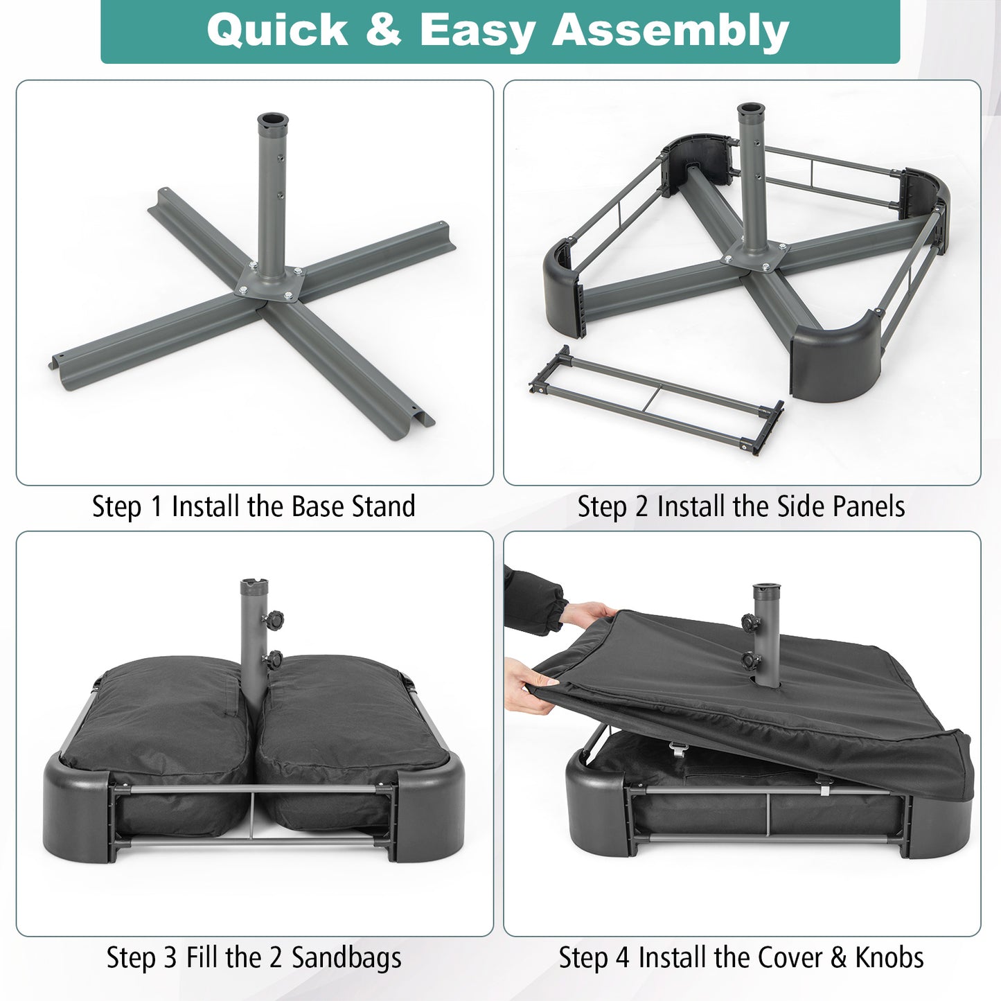 Fillable Umbrella Base With Sandbags And Cover, Black Outdoor Umbrella Bases at Gallery Canada