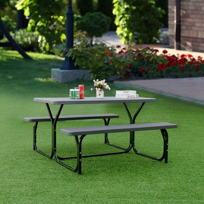 Outdoor Picnic Table Bench Set, Metal Base, Black Picnic Tables at Gallery Canada