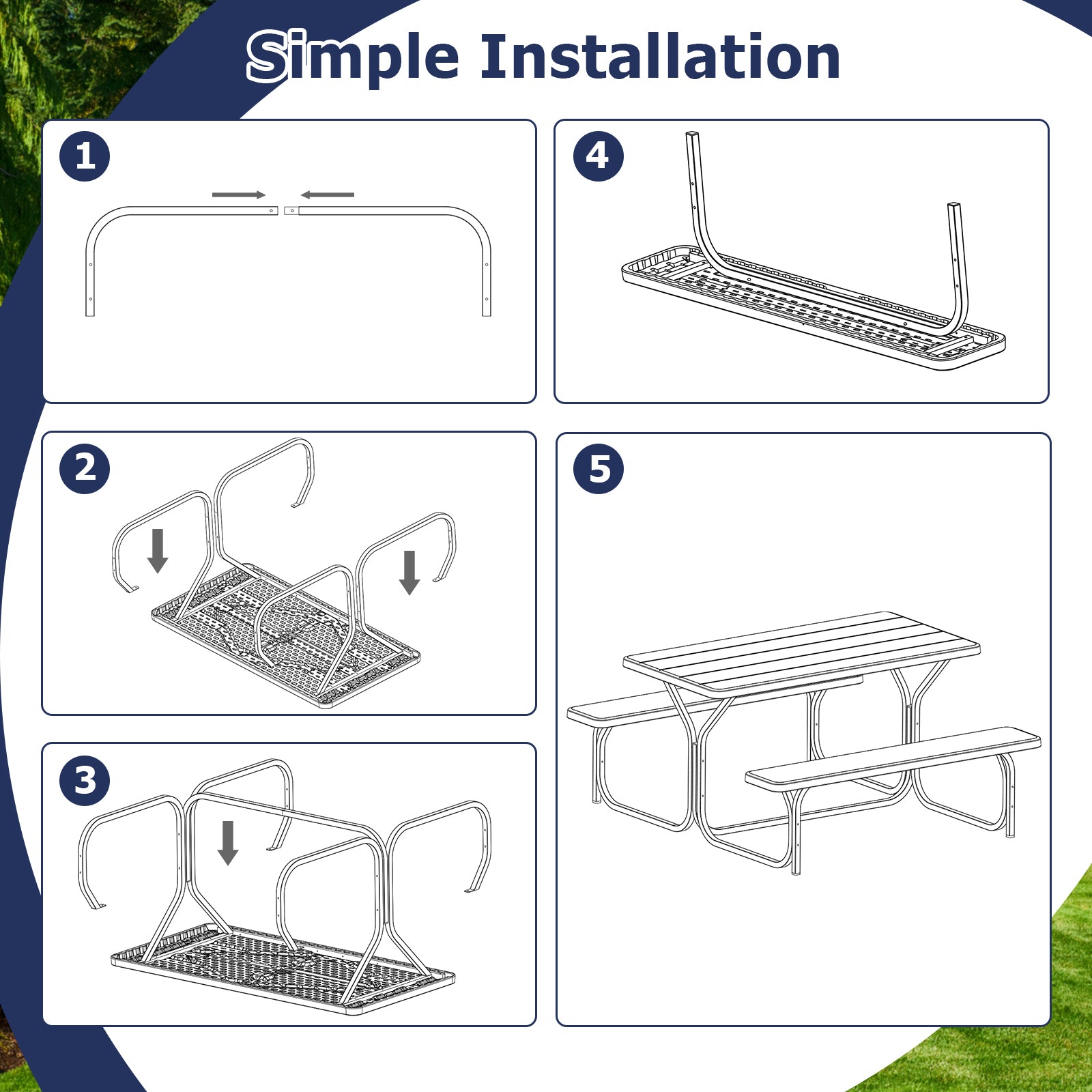 Outdoor Picnic Table Bench Set, Metal Base, Black Picnic Tables at Gallery Canada