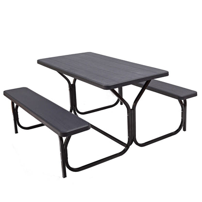 Outdoor Picnic Table Bench Set, Metal Base, Black Picnic Tables at Gallery Canada