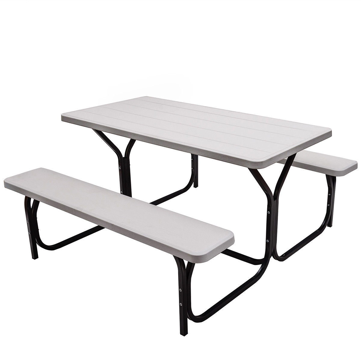 Outdoor Picnic Table Bench Set, White Picnic Tables White at Gallery Canada