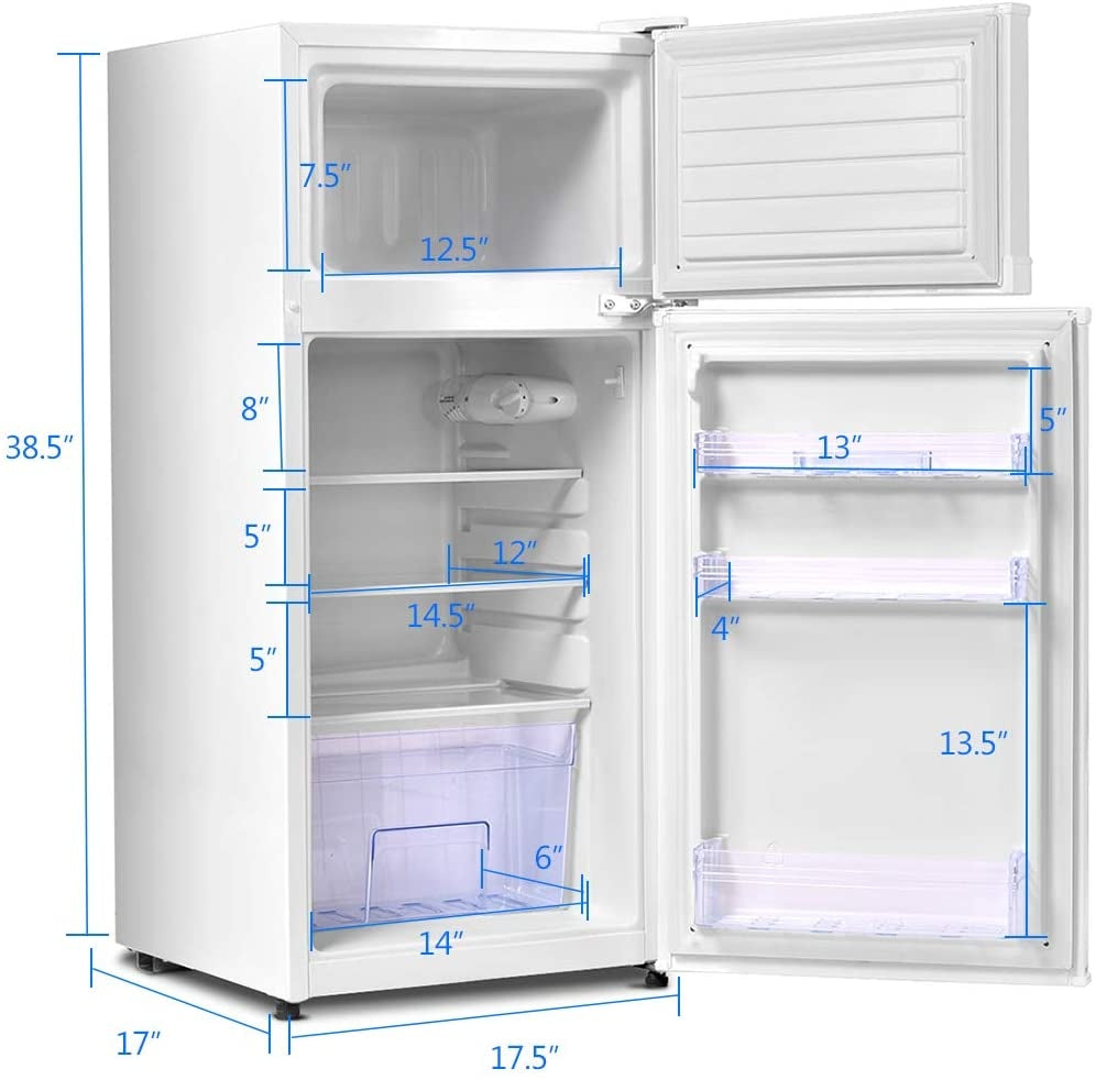 2 Doors Cold-rolled Sheet Compact Refrigerator, White Refrigerators at Gallery Canada