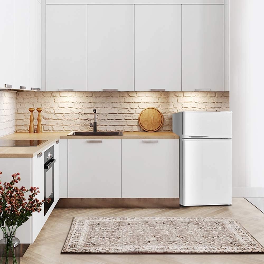 2 Doors Cold-rolled Sheet Compact Refrigerator, White Refrigerators at Gallery Canada
