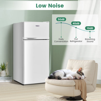 2 Doors Cold-rolled Sheet Compact Refrigerator, White Refrigerators at Gallery Canada