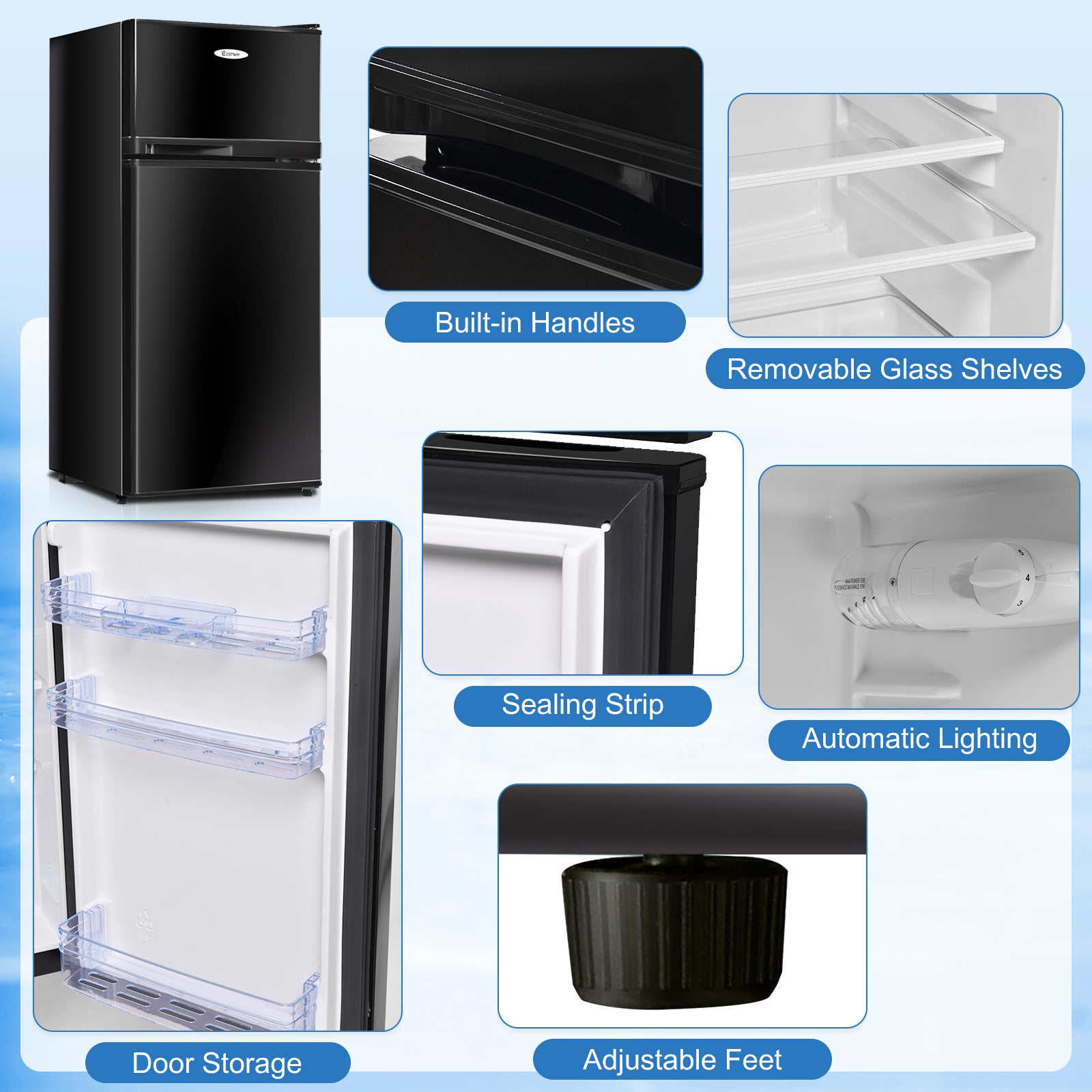 Compact Refrigerator, 2 Doors, Cold-Rolled Sheet, Black Refrigerators at Gallery Canada