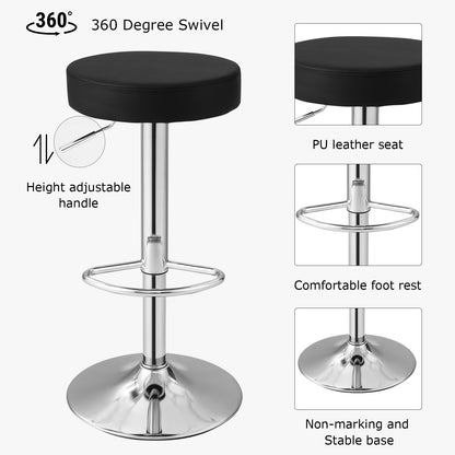 Set of 2 Adjustable Swivel Round Bar Stools, Black Bar Stools at Gallery Canada