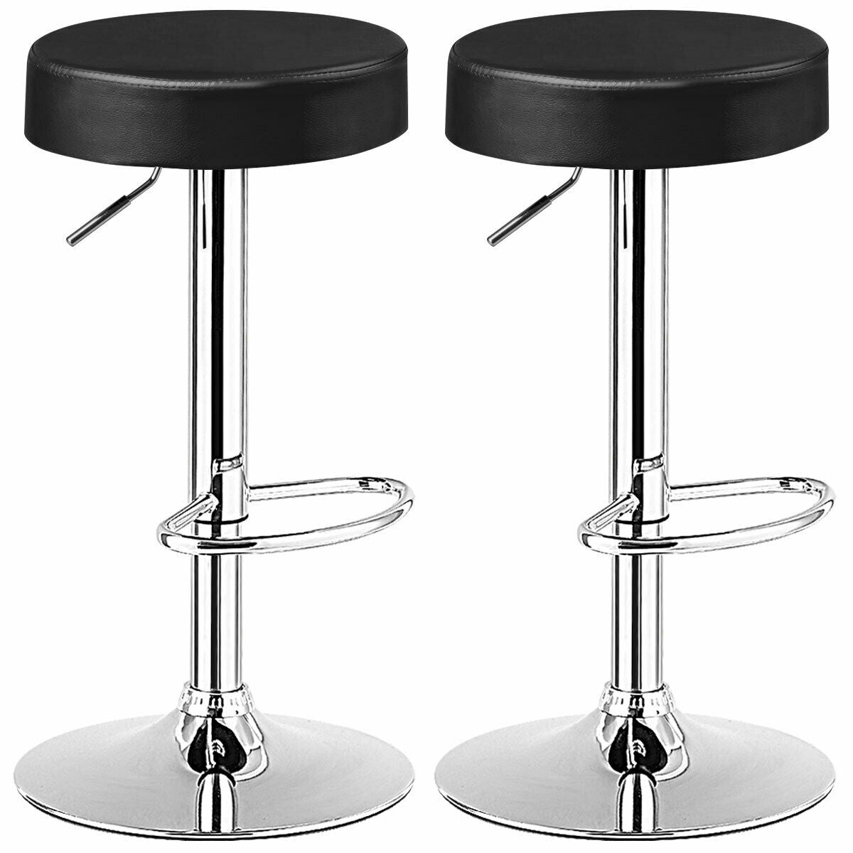 Set of 2 Adjustable Swivel Round Bar Stools, Black Bar Stools at Gallery Canada