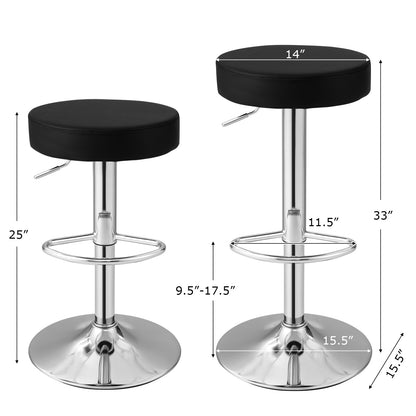 Set of 2 Adjustable Swivel Round Bar Stools, Black Bar Stools at Gallery Canada
