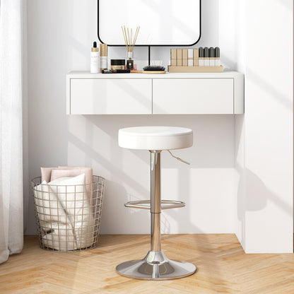 Adjustable Round PU Leather Swivel Barstool, Set of 2, Chrome Footrest, White Bar Stools at Gallery Canada