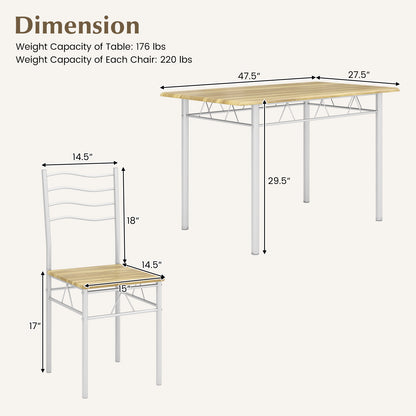 5 Piece Wood Metal Dining Table Set, 4 Chairs, Walnut Dining Room Sets at Gallery Canada