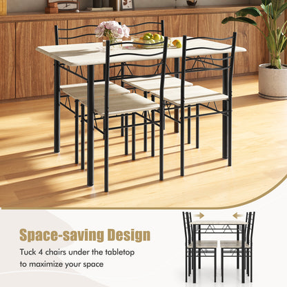 5 Piece Wood Metal Dining Table Set, 4 Chairs, Natural Dining Room Sets at Gallery Canada