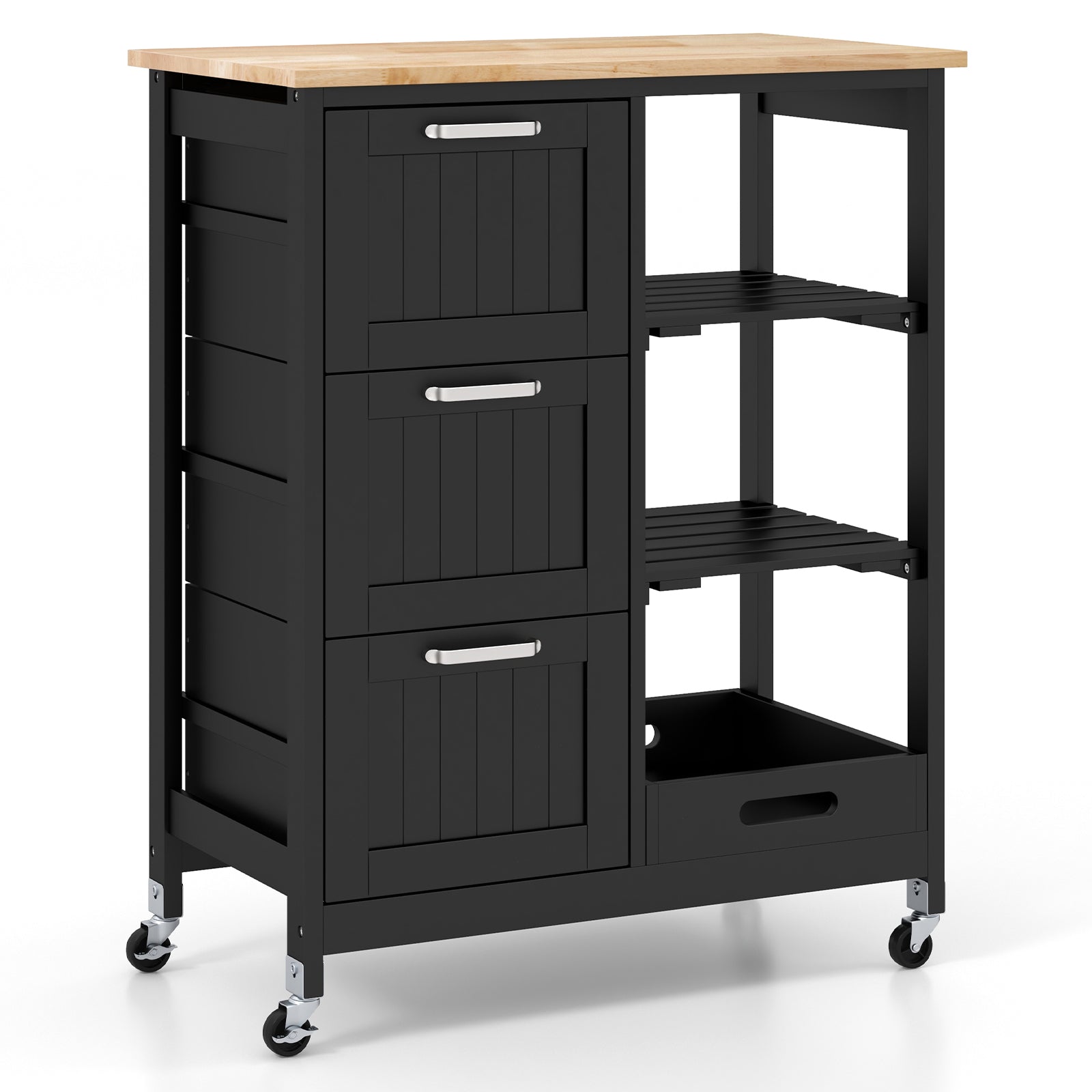 Kitchen Island Storage Cart With 3 Large Drawers, Black Kitchen Islands & Carts at Gallery Canada