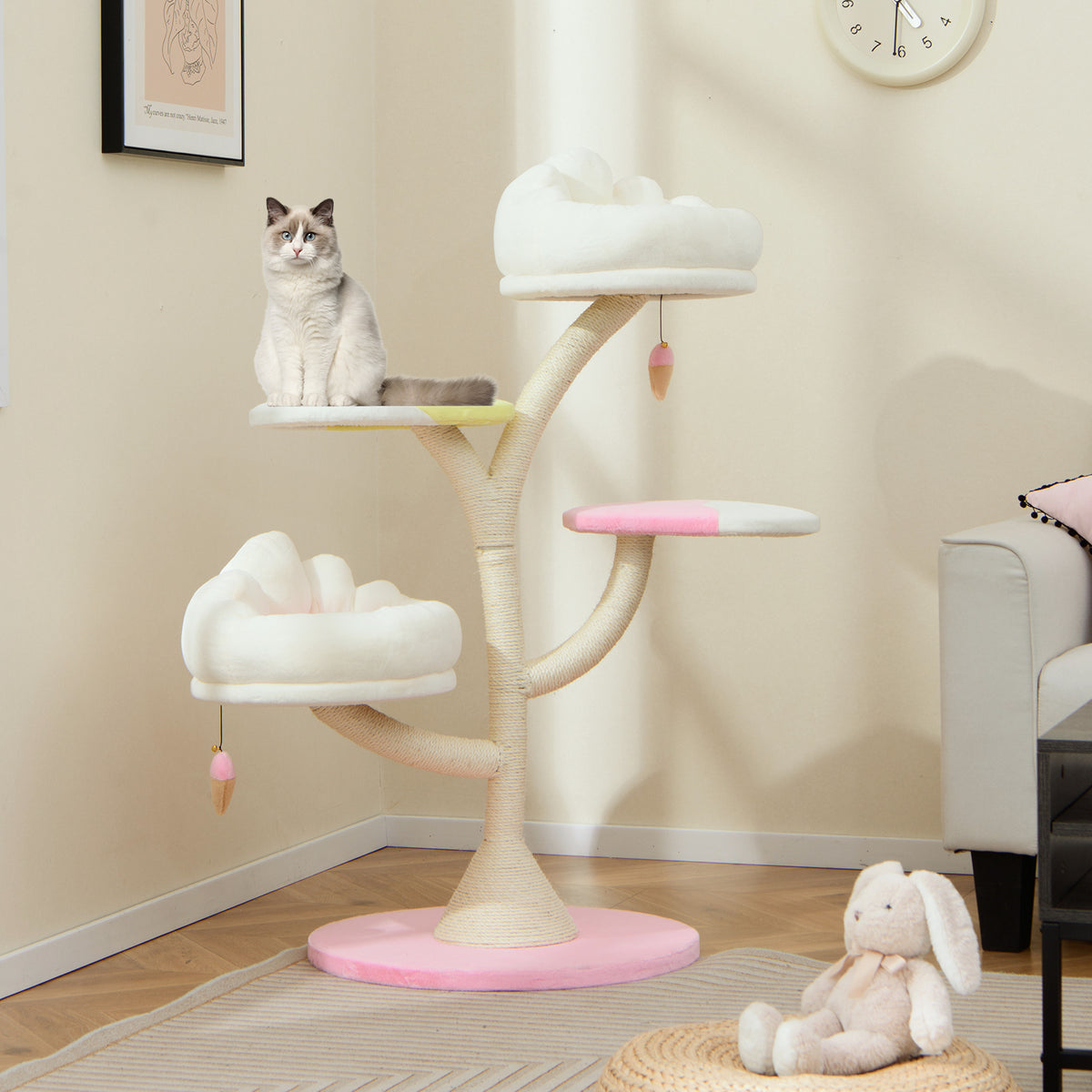Multi-Layer Cat Tree Tower, 2 Perches 2 Platforms, Pink Cat Trees Condos & Scratchers at Gallery Canada