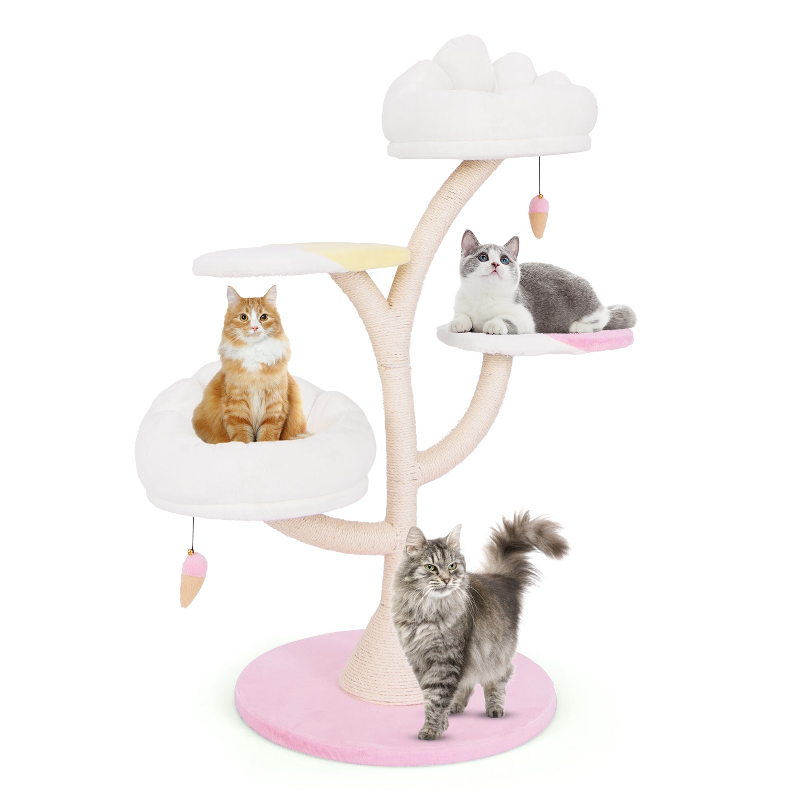 Multi-Layer Cat Tree Tower, 2 Perches 2 Platforms, Pink Cat Trees Condos & Scratchers at Gallery Canada