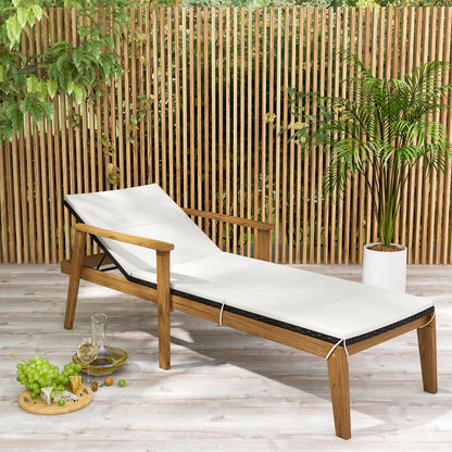 Outdoor Chaise Lounge Chair, Rattan Patio Recliner With Armrests, Off White Outdoor Chaise Lounges at Gallery Canada