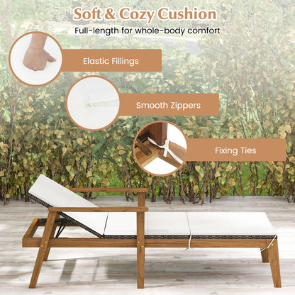 Outdoor Chaise Lounge Chair, Rattan Patio Recliner With Armrests, Off White Outdoor Chaise Lounges at Gallery Canada