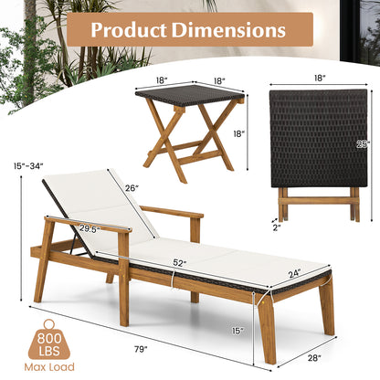 Outdoor Chaise Lounge Chair, Rattan Patio Recliner With Armrests, Off White Outdoor Chaise Lounges at Gallery Canada