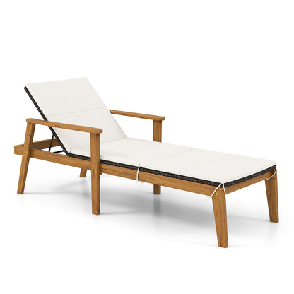 Outdoor Chaise Lounge Chair, Rattan Patio Recliner With Armrests, Off White Outdoor Chaise Lounges at Gallery Canada